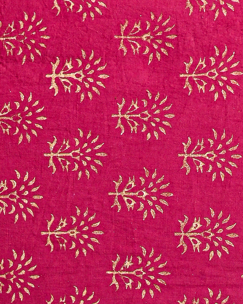 Premium Pink Hand Block Printed Cotton Suit With Linen Dupatta BSLID10