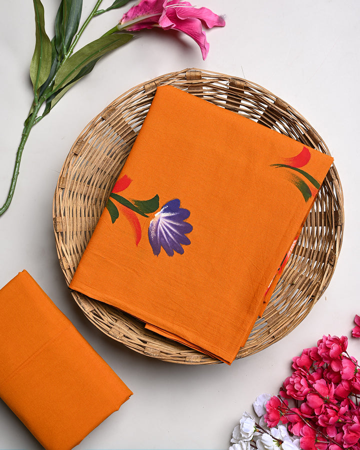 Premium Hand Painted Cotton Suit Top And Bottom Set (BSTB111)