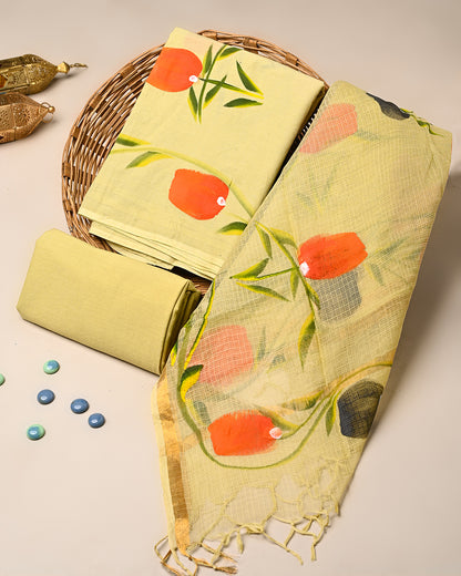 New Elegant Hand Painted Cotton Suit With Kota Doria Dupatta (BSCOTKO127)