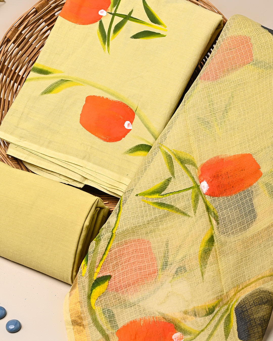 New Elegant Hand Painted Cotton Suit With Kota Doria Dupatta (BSCOTKO127)