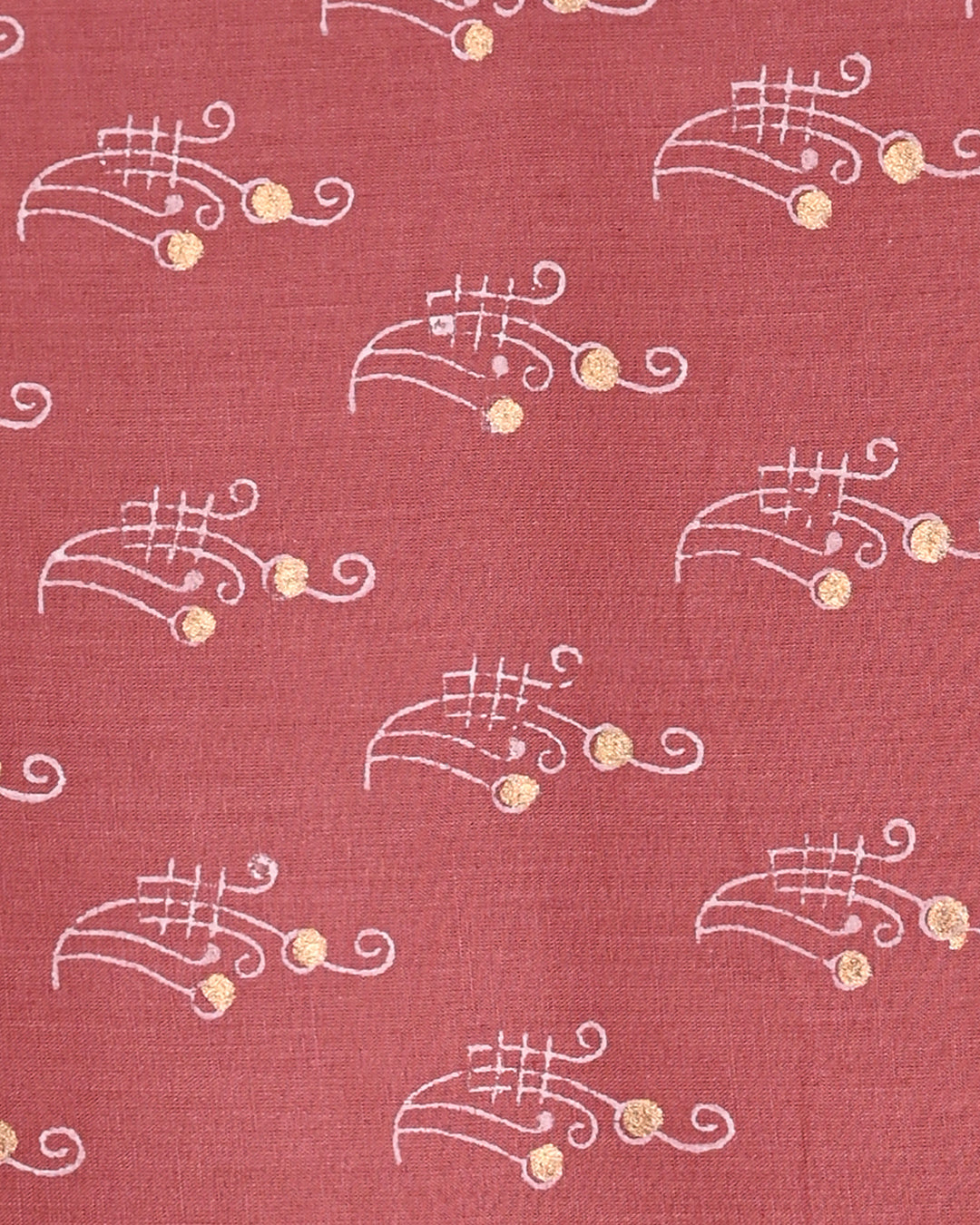 Premium Hand Block Khadi Gold Printed Cotton Suit With Chiffon Dupatta (BSCOTCH108)