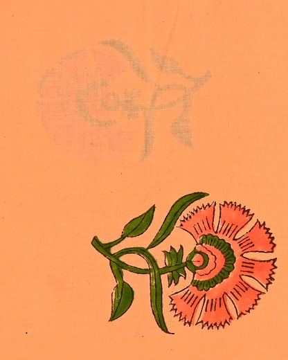 Premium Orange Hand Painted Rapid Printed Cotton Suit With Chiffon Dupatta (CFCOTCH38)