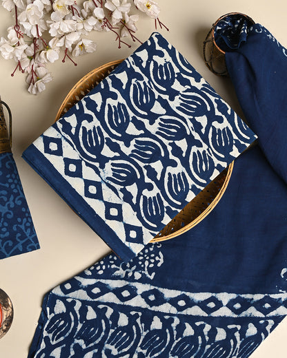 Traditional Dabu Printed Cotton Suit With Cotton Dupatta (BSCOTMU122)