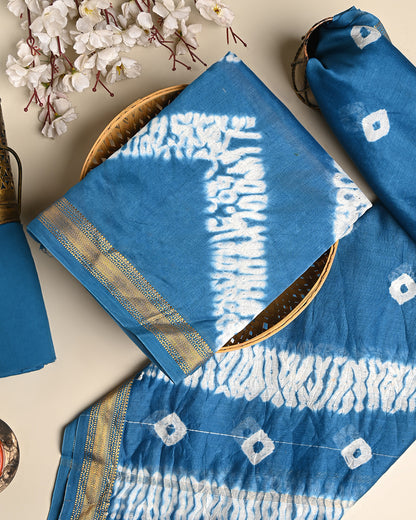 Traditioanal Tie and Dye Printed Maheshwari Silk Suit (BSMAHMA67)
