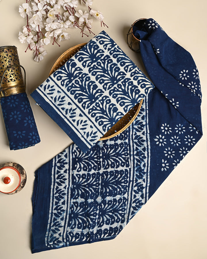Traditional Dabu Printed Cotton Suit With Cotton Dupatta (BSCOTMU27)