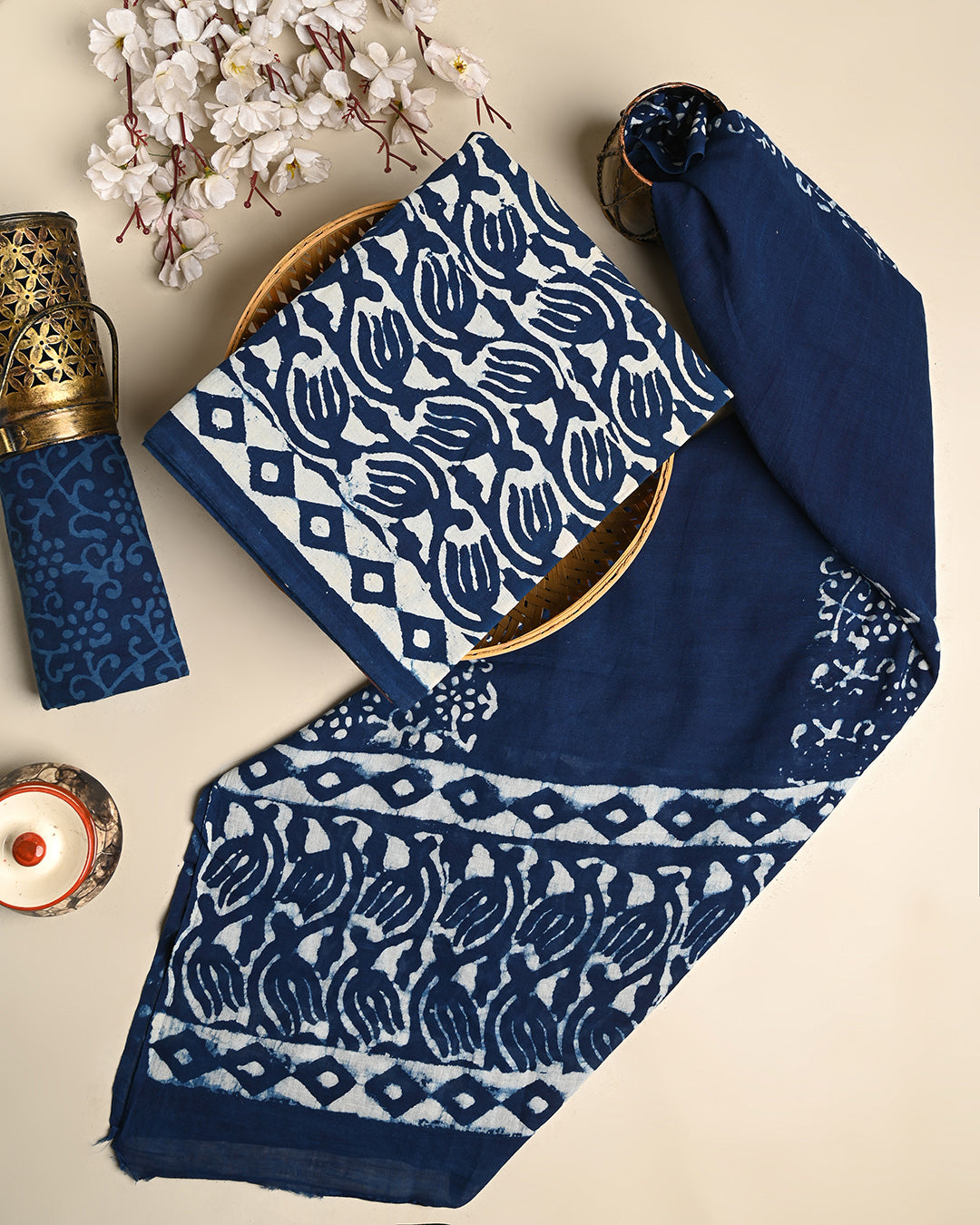 Traditional Dabu Printed Cotton Suit With Cotton Dupatta (BSCOTMU122)