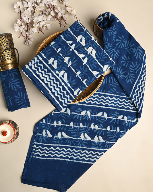 Premium Dabu Printed  Cotton Suit With Cotton Dupatta (BSCOTMU12)
