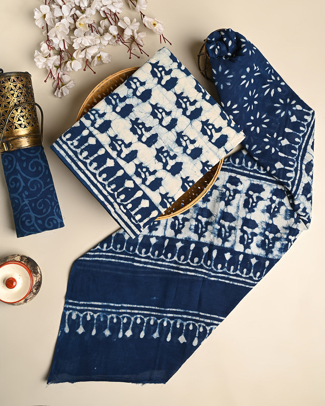 Traditional Dabu Printed  Cotton Suit With Cotton Dupatta (BSCOTMU129)