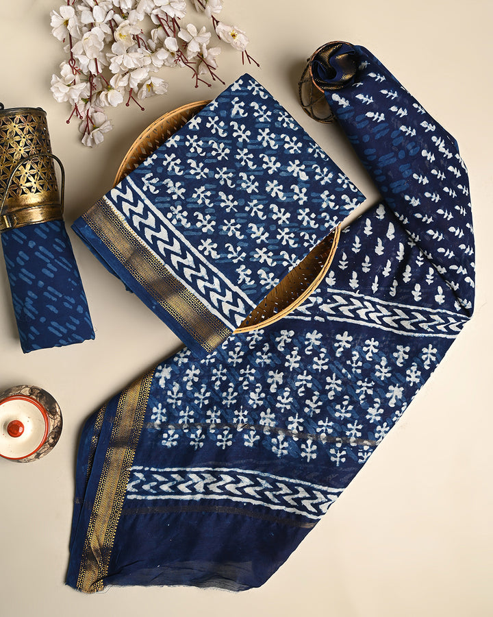 Premium Dabu Printed Maheshwari Silk Suit (BSMAHMA68)