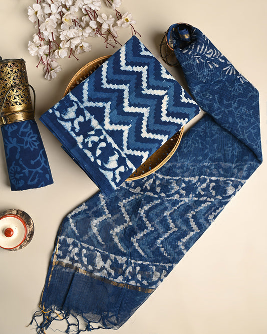 Soft  Dabu print Cotton Suit With Kota Doria Dupatta (BSCOTKO118)