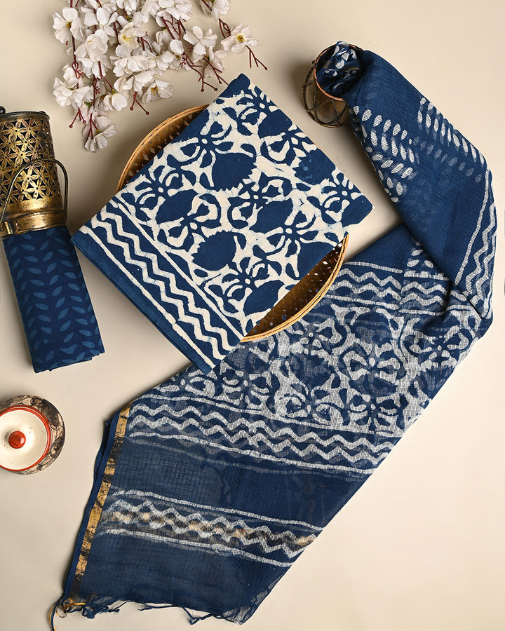 Premium Dabu print Cotton Suit With Kota Doria Dupatta (BSCOTKO119)