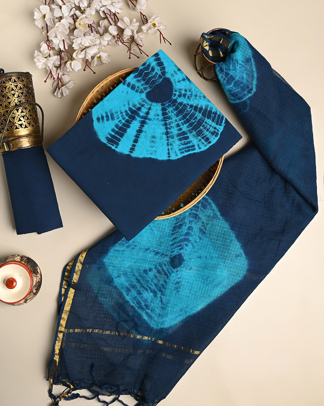 Premium Tie and Dye print Cotton Suit With Kota Doria Dupatta (BSCOTKO115)
