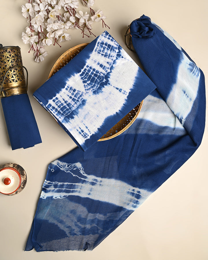 Premium Tie and Dye Printed Cotton Suit With Chiffon Dupatta (BSCOTCH12)