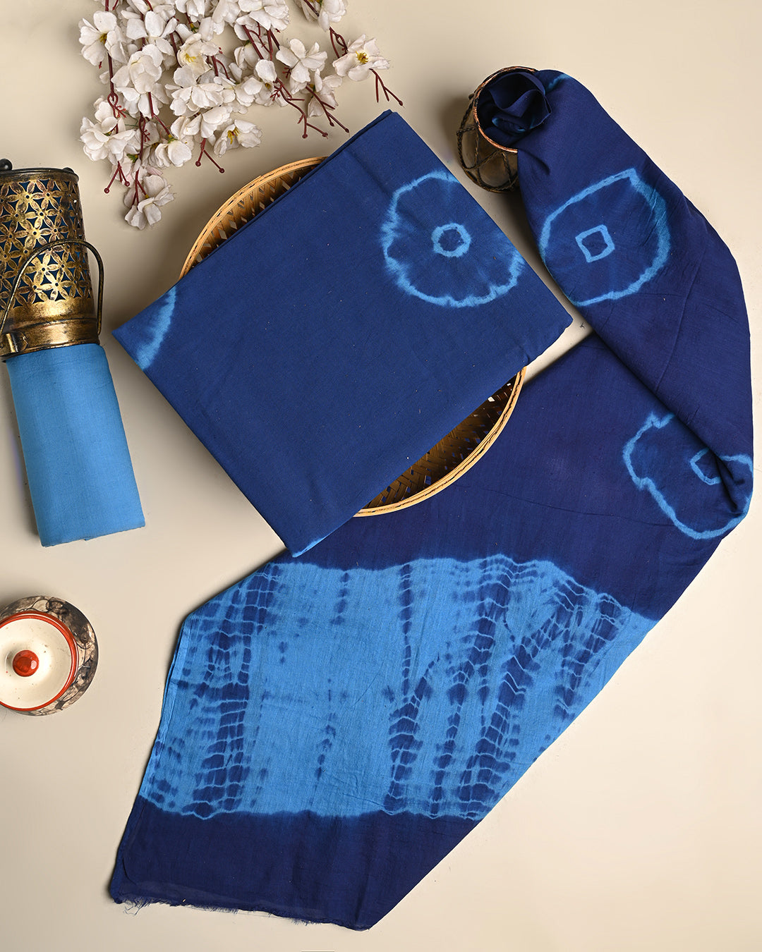 Traditional Tie and Dye Printed Cotton Suit With Cotton Dupatta (BSCOTMU124)