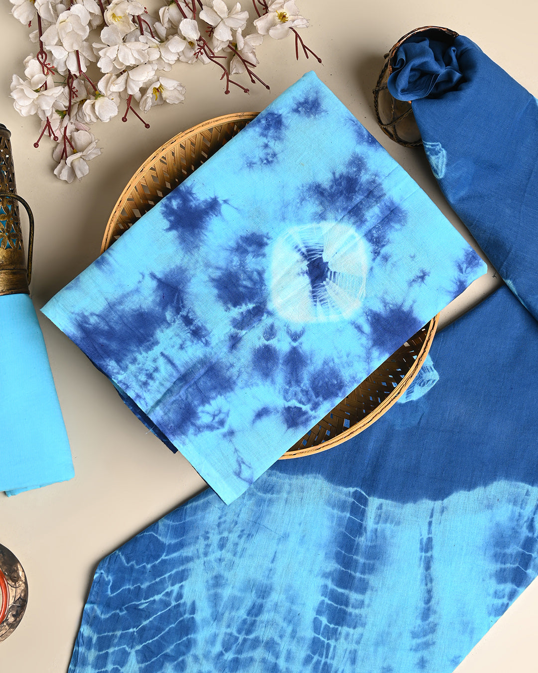 Traditional Tie and Dye Printed Cotton Suit With Cotton Dupatta (BSCOTMU125)
