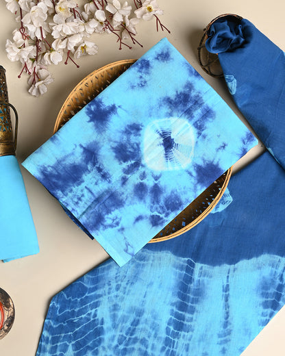 Traditional Tie and Dye Printed Cotton Suit With Cotton Dupatta (BSCOTMU125)