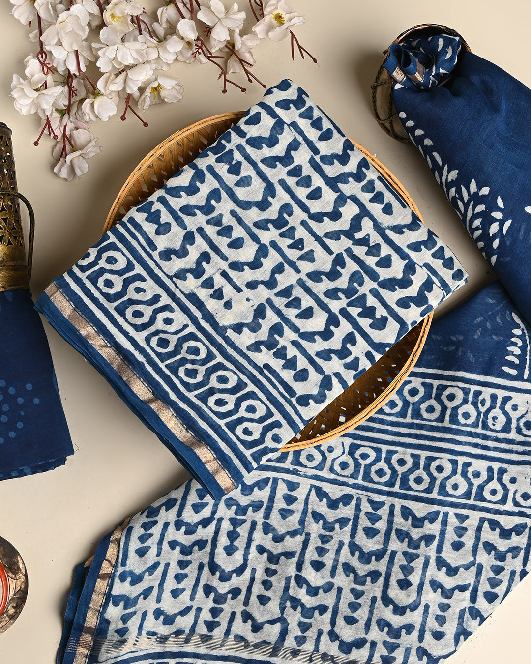 Traditional Dabu Print Chanderi Silk Suit Set (BSCHACH39)