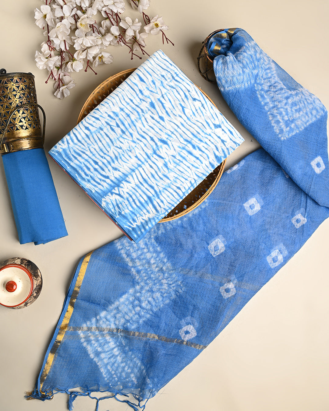 Premium Tie and Dye print Cotton Suit With Kota Doria Dupatta (BSCOTKO116)