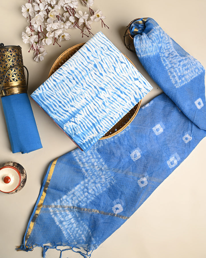 Premium Tie and Dye print Cotton Suit With Kota Doria Dupatta (BSCOTKO116)