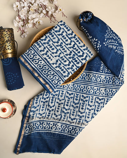 Traditional Dabu Print Chanderi Silk Suit Set (BSCHACH39)