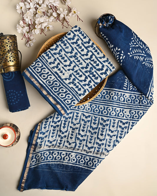 Traditional Dabu Print Chanderi Silk Suit Set (BSCHACH39)