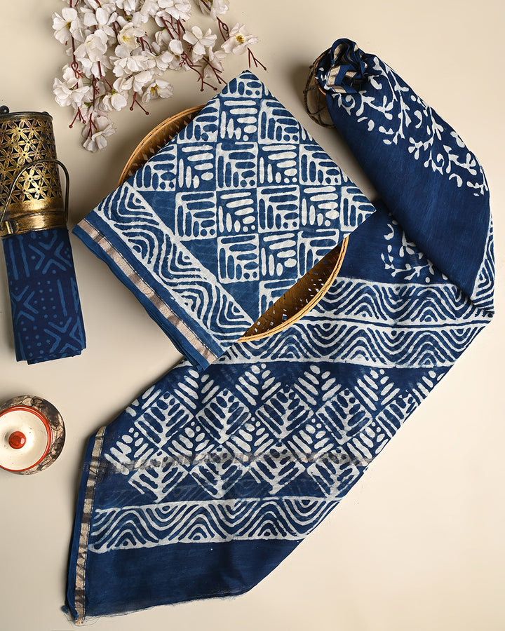 Premium Dabu Print Chanderi Silk Suit Set (BSCHACH40)
