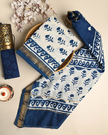 Traditioanal Dabu Printed Maheshwari Silk Suit (BSMAHMA69)