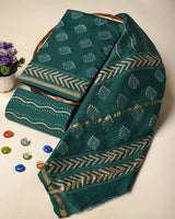 Exclusive Hand Block Gold And Khadi Printed Chanderi Silk Suit Set(BSCH02)