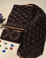Premium Hand Block Gold And Khadi Printed Chanderi Silk Suit Set(BSCH13)