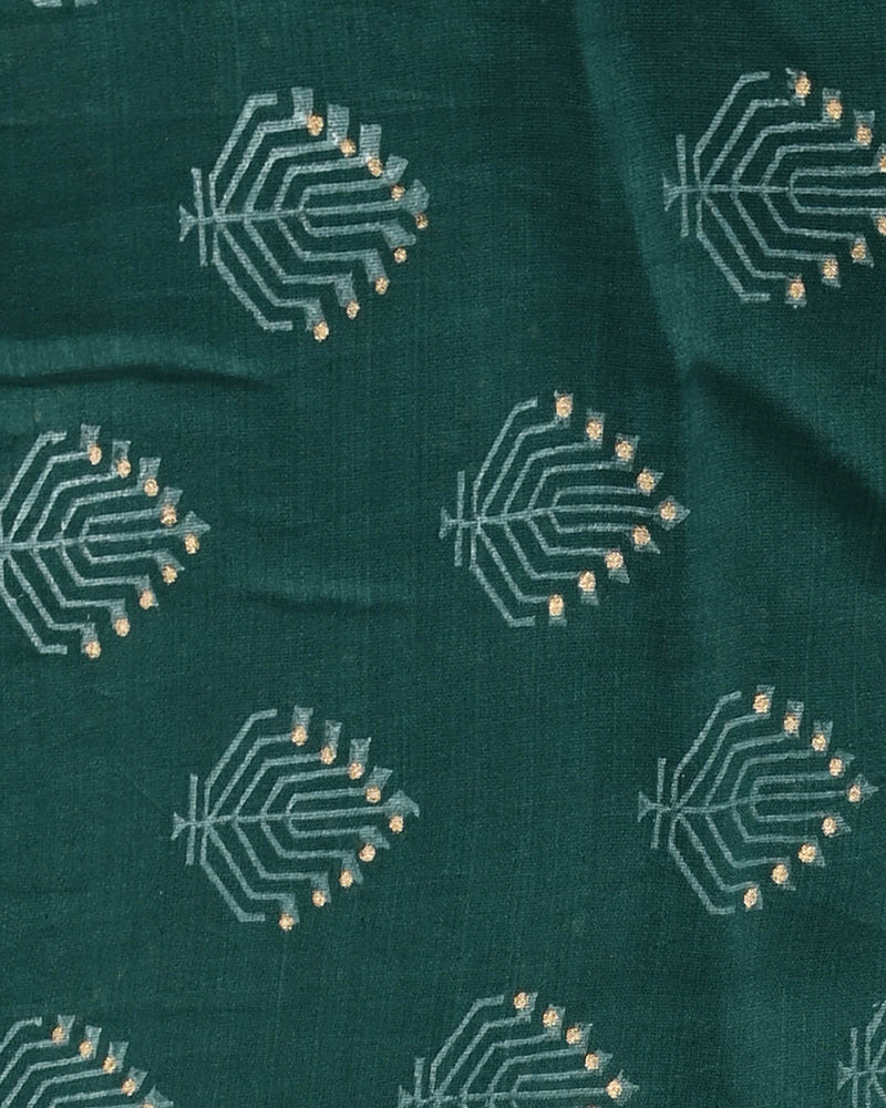 Exclusive Hand Block Gold And Khadi Printed Chanderi Silk Suit Set(BSCH02)