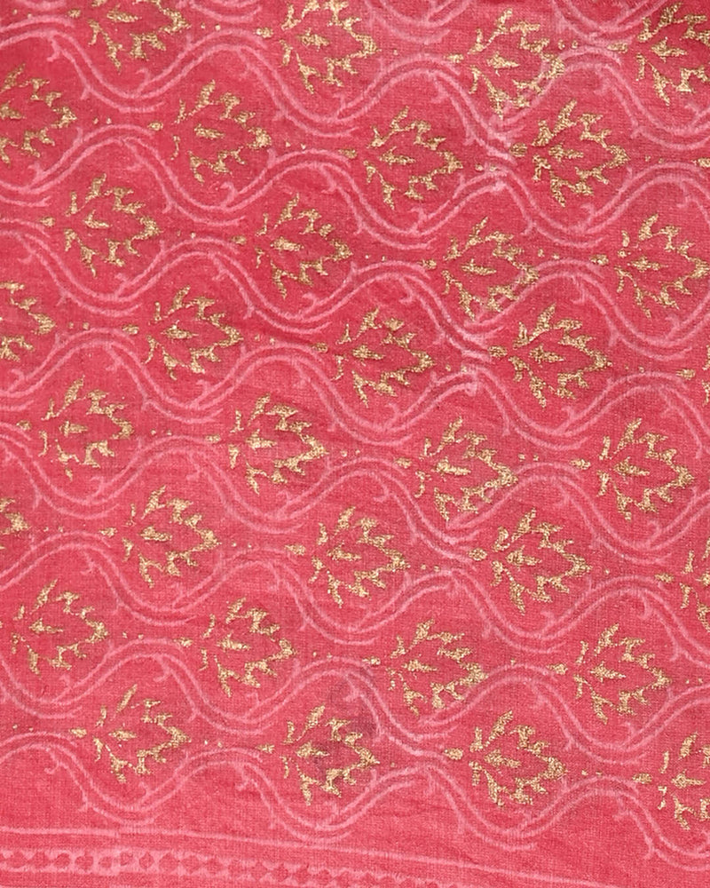Premium Hand Block Gold And Khadi Printed Chanderi Silk Suit Set(BSCH08)