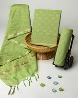 Hand Block Printed Cotton Suit With Chnaderi Dupatta BSCD30