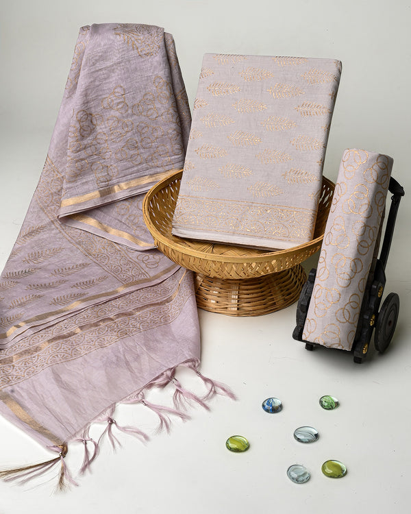Hand Block Printed Cotton Suit With Chnaderi Dupatta BSCD34