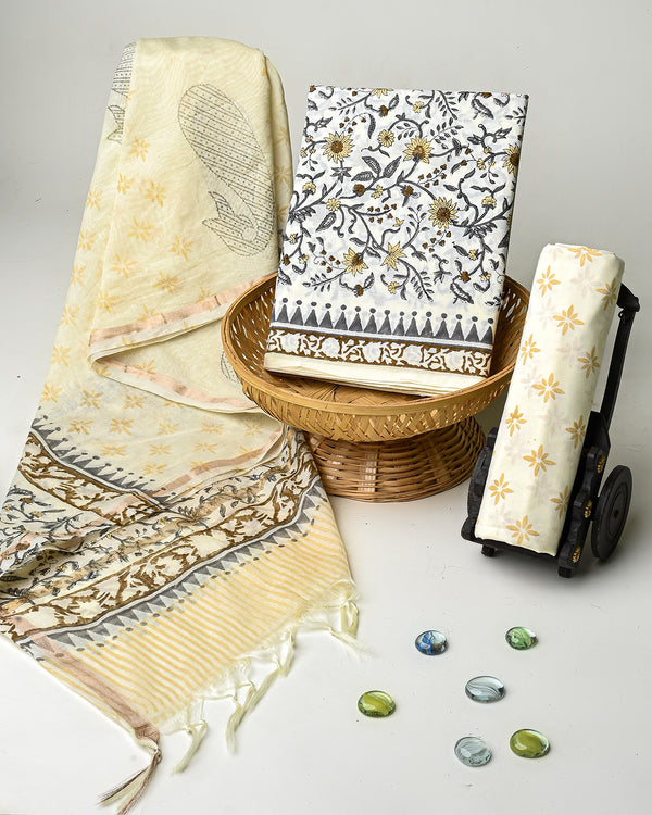 Hand Block Printed Cotton Suit With Chnaderi Dupatta BSCD02