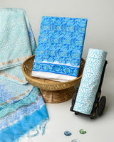 Hand Block Printed Cotton Suit With Chnaderi Dupatta BSCD13