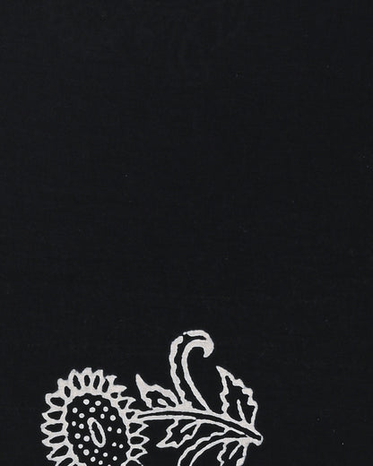 Premium White & black Hand Printed Cotton Suit With Chiffon Dupatta (BSCOTCH58)