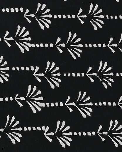 Elegant White & black Printed Cotton Suit With Chiffon Dupatta (BSCOTCH47)