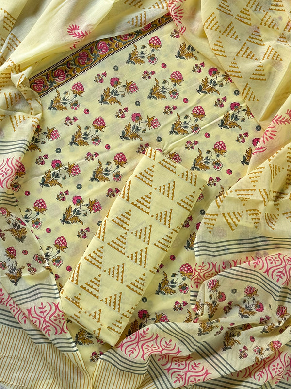 Exclusive Multicolour Sanganeri Cotton Suit With Cotton Dupatta (COCOTMU06)