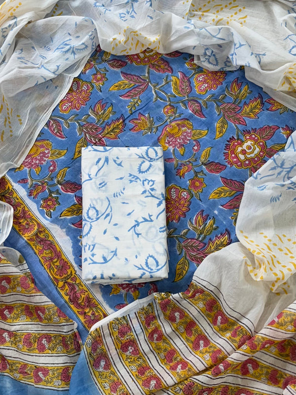 Exclusive Multicolour Sanganeri Cotton Suit With Cotton Dupatta (BSCOTMU08)