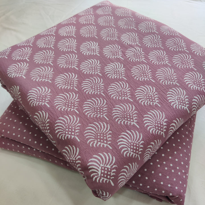 Elegant Hand Block Printed Cotton Suit Top And Bottom Set (BSTB43)