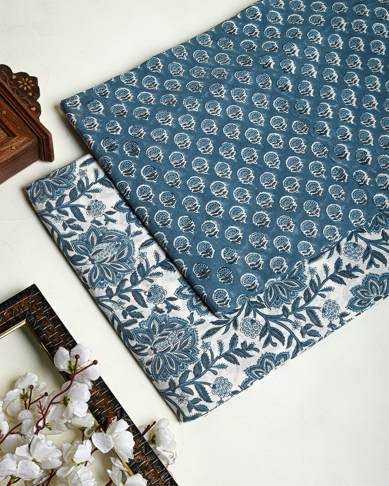 Premium Hand Block Printed Cotton Suit Top And Bottom Set (BSTB01)