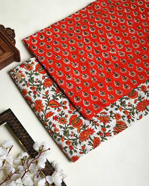 Elegant Hand Block Printed Cotton Suit Top And Bottom Set (BSTB17)