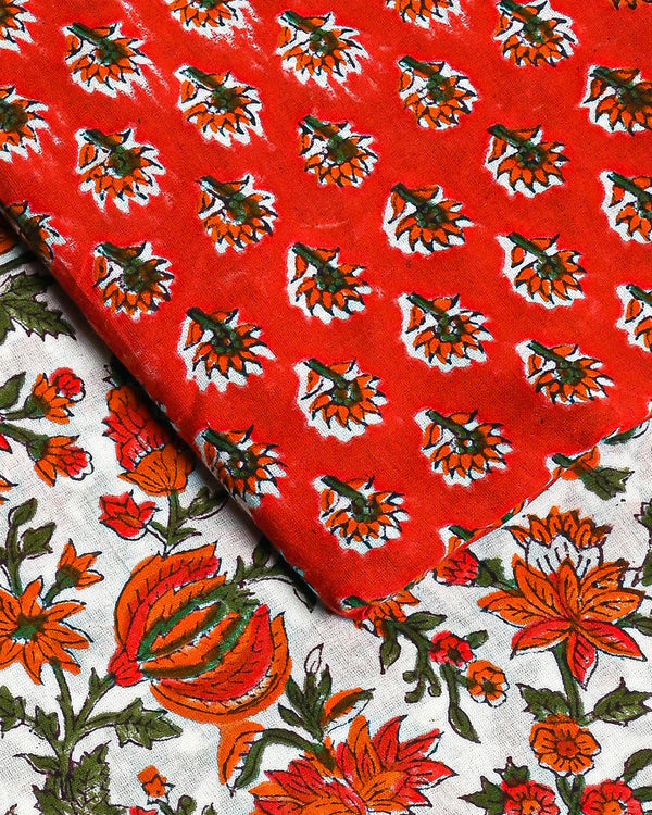 Elegant Hand Block Printed Cotton Suit Top And Bottom Set (BSTB17)