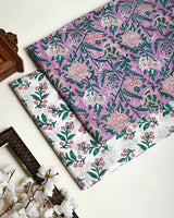 Premium Hand Block Printed Cotton Suit Top And Bottom Set (BSTB12)