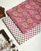 Premium Hand Block Printed Cotton Suit Top And Bottom Set (BSTB15)