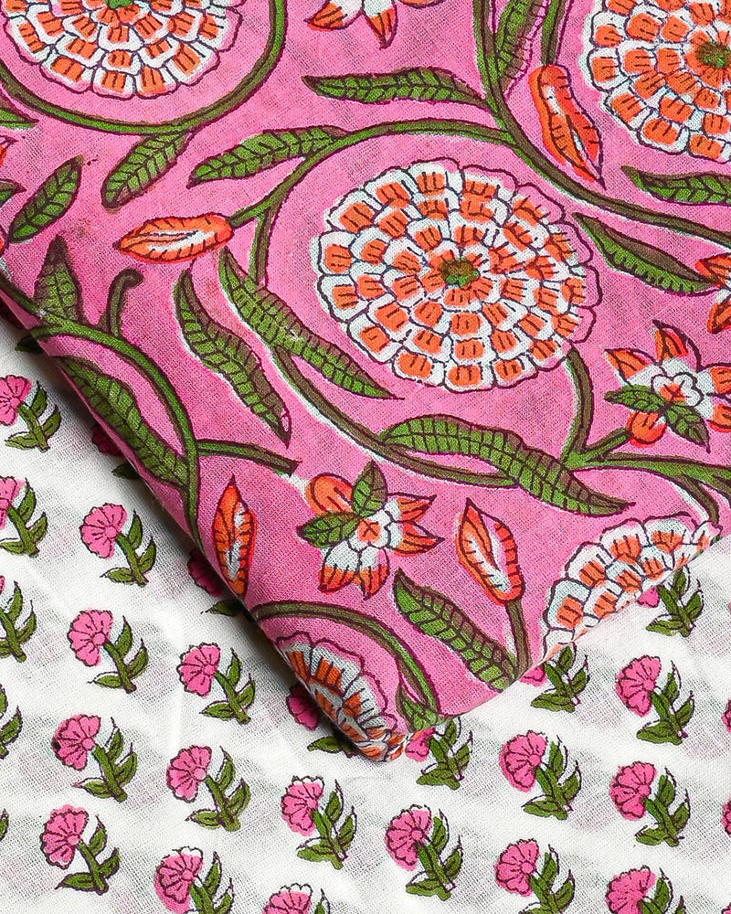 Premium Hand Block Printed Cotton Suit Top And Bottom Set (BSTB15)