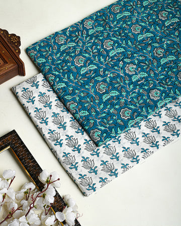 Premium Hand Block Printed Cotton Suit Top And Bottom Set Bstb07