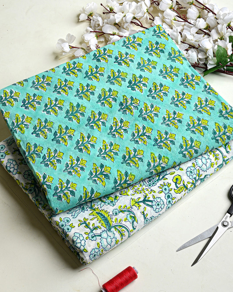 Exlusive Hand Block Printed Cotton Suit Top And Bottom Set (BSTB14)