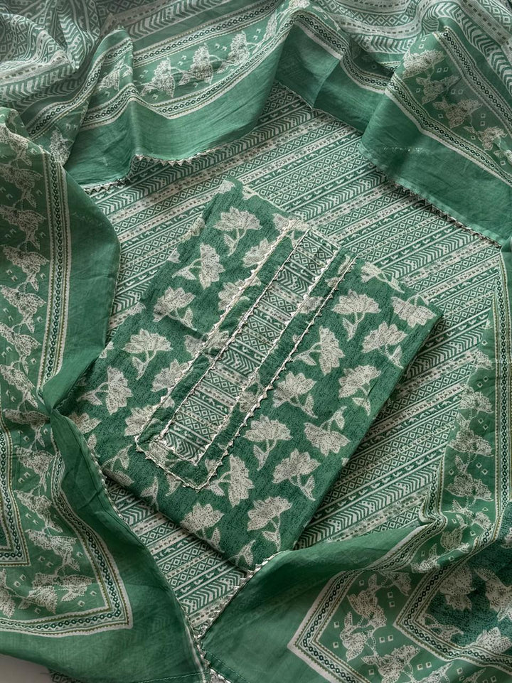 Exclusive Unstitched Cotton Gotapatti Suit Set With Cotton Dupatta (BSGP16)