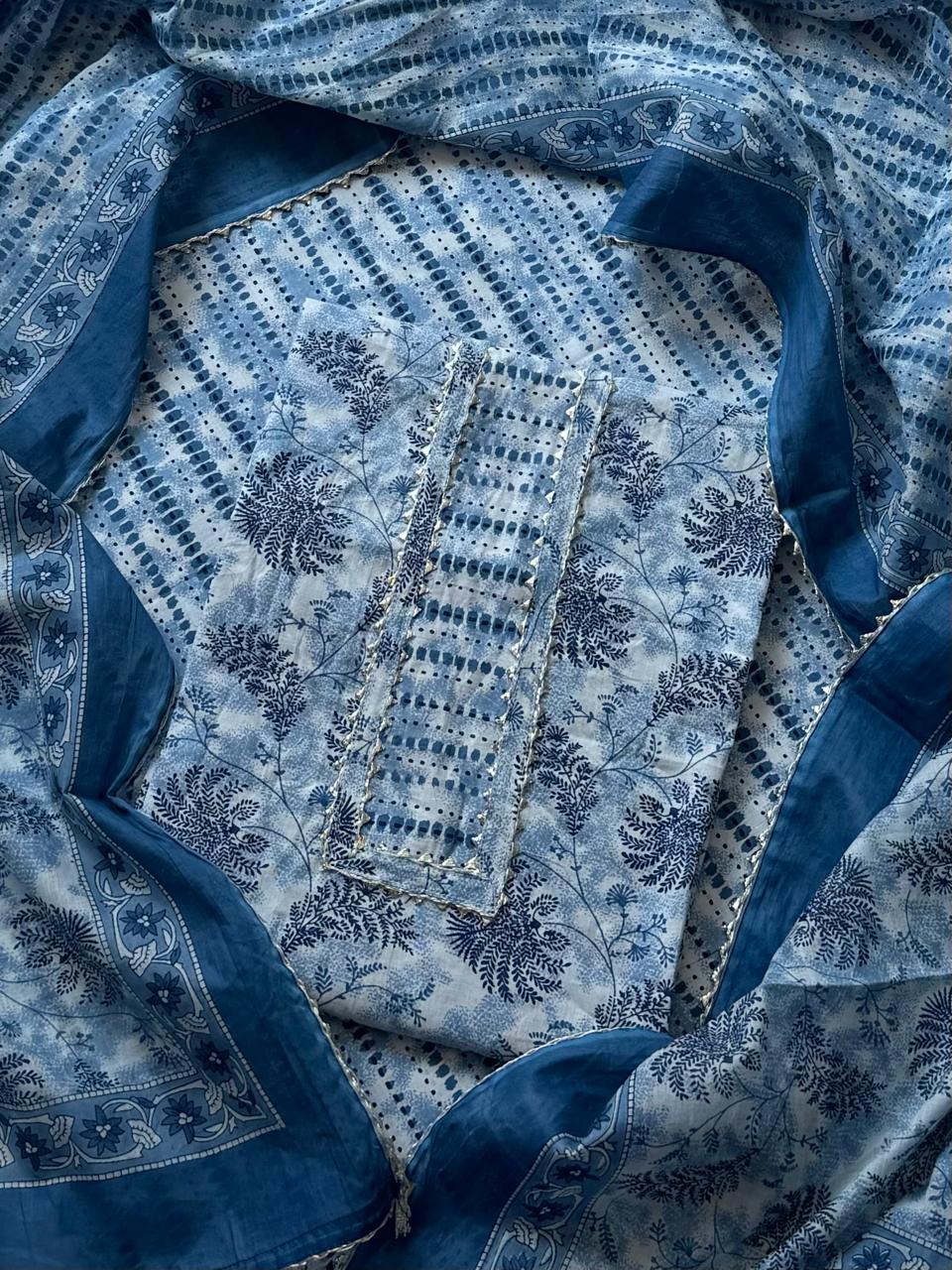 Exclusive Unstitched Cotton Gotapatti Suit Set With Cotton Dupatta (BSGP18)
